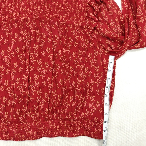 Free People Blouse Roma Red Floral Print Small - Picture 11 of 16